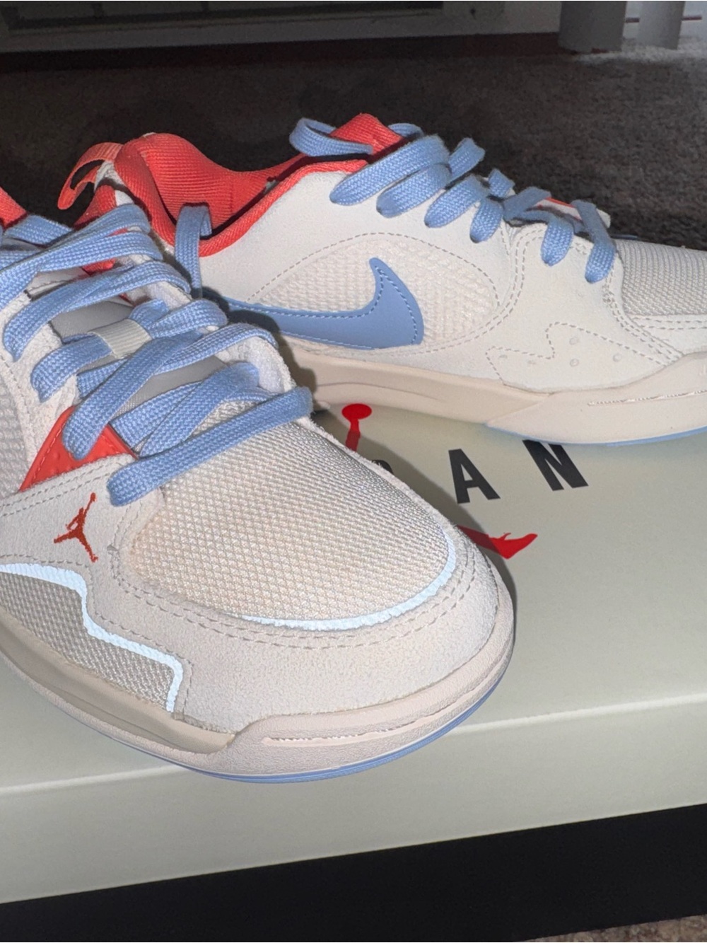 Jordan Kids Low-Top Sneakers - White, Light Blue & Coral